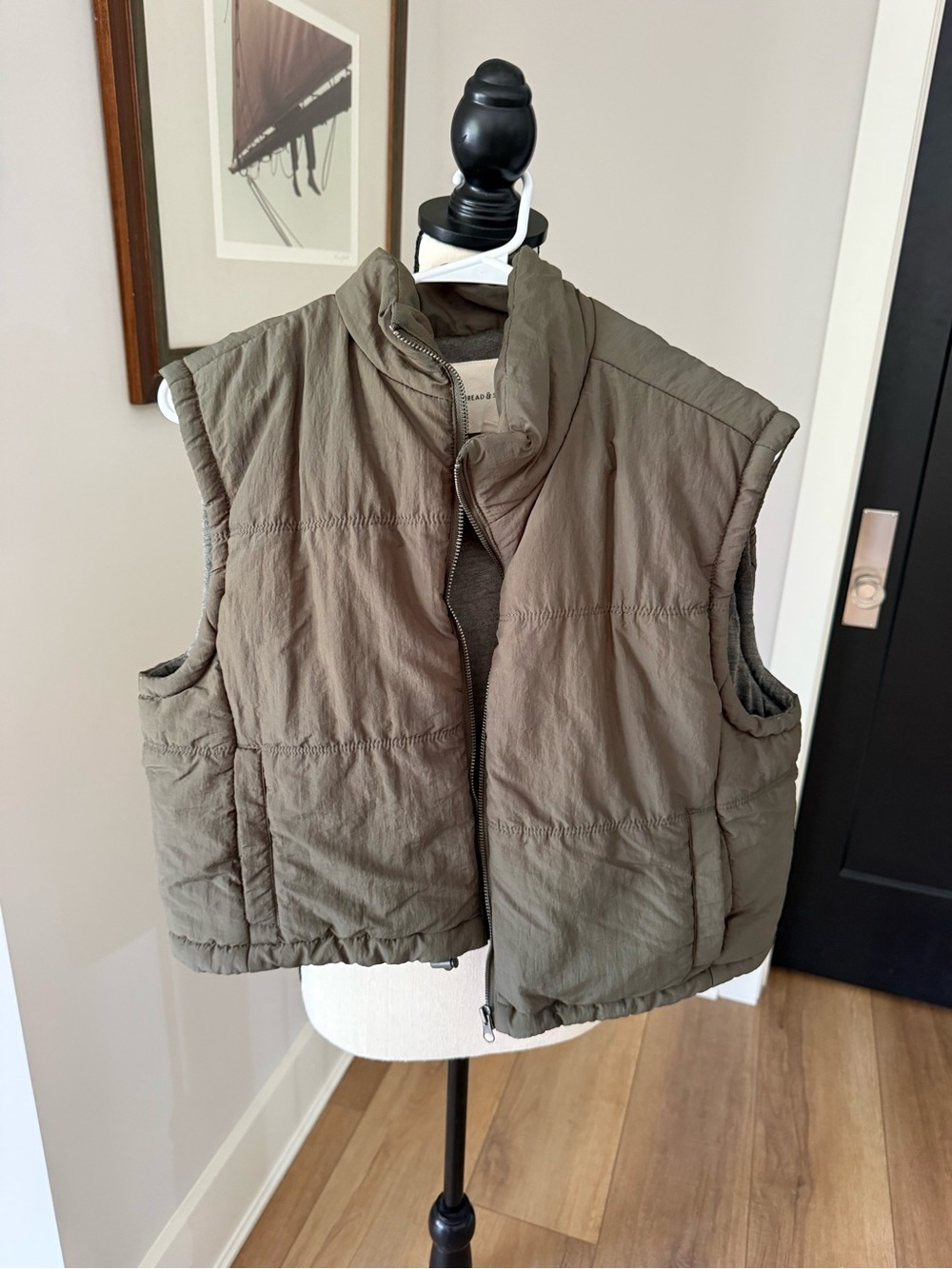 Thread & Supply Olive Quilted Puffer Vest